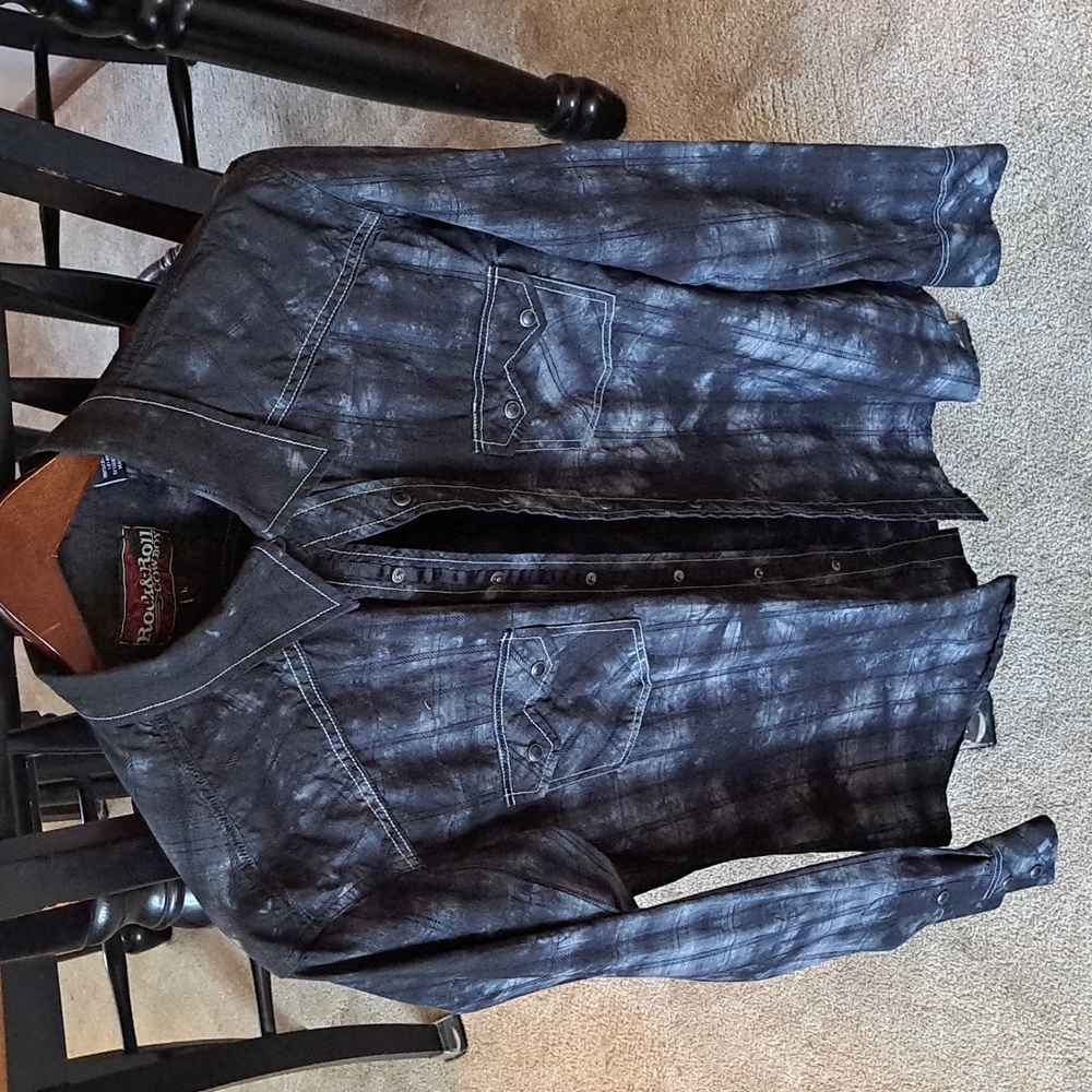 Men's rock & roll cowboy button down western shirt. Size L. Like new